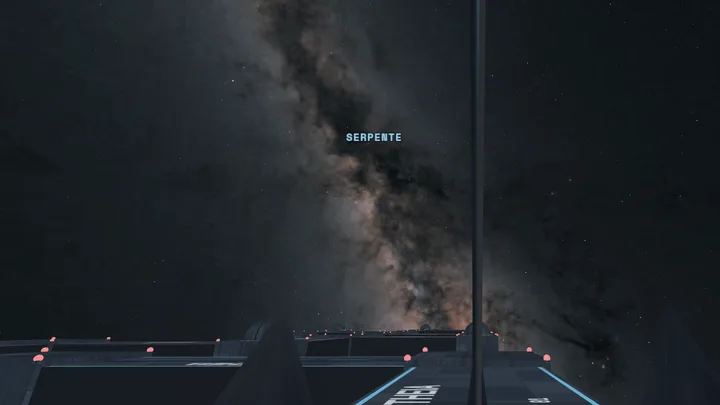 Maze 3D: il cielo vero sopra la nave, con la Via Lattea e la costellazione del Serpente indicata col suo nome