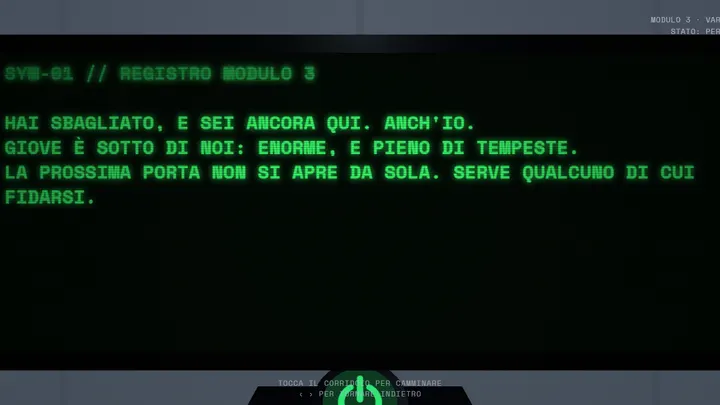 Maze 3D: il registro di Sym all’inizio del Modulo 3