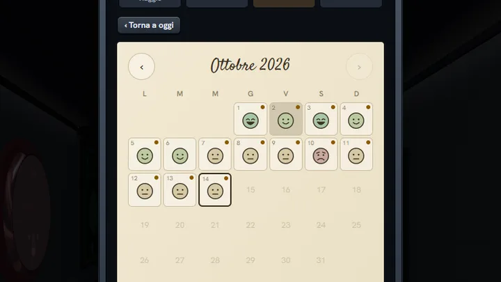 Maze 3D: il calendario del Diario di bordo, ottobre con la faccina di ogni giorno